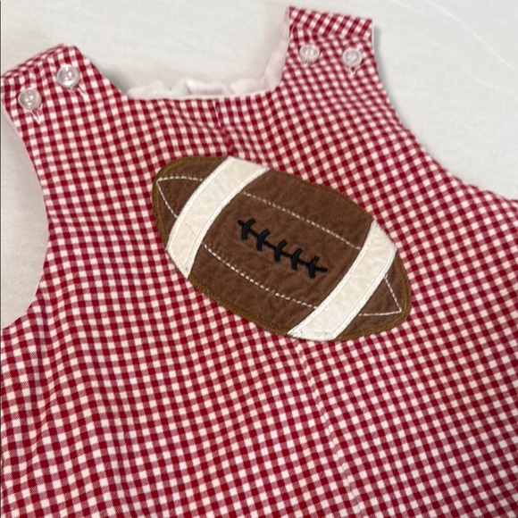 The Bailey Boys Red Gingham Football Overalls sz 12 mo - Picture 11 of 11